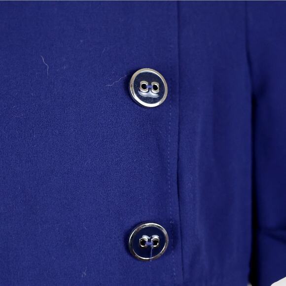 EVAN PICONE Navy Blue Button Short Sleeve Dress 8 - Picture 7 of 7